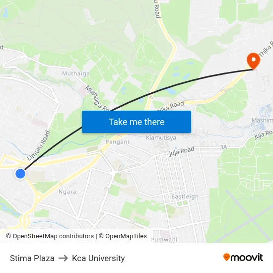 Stima Plaza to Kca University map