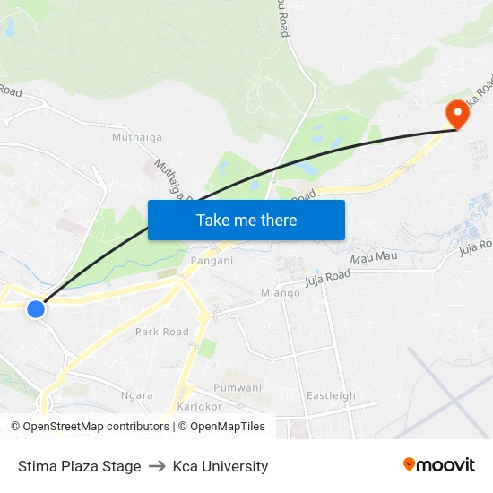 Stima Plaza Stage to Kca University map