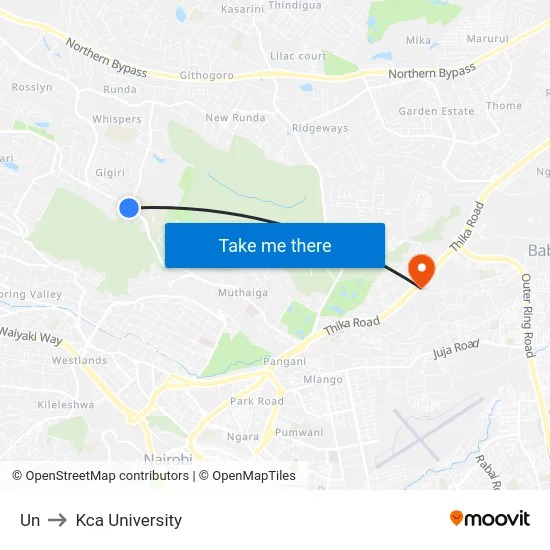 Un to Kca University map