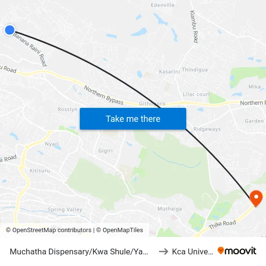 Muchatha Dispensary/Kwa Shule/Yamongo Drive to Kca University map