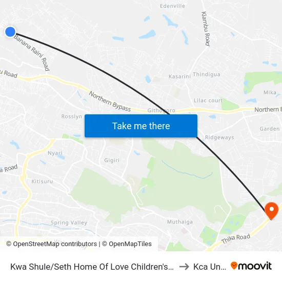 Kwa Shule/Seth Home Of Love Children's Home/Muchatha Dispensary to Kca University map