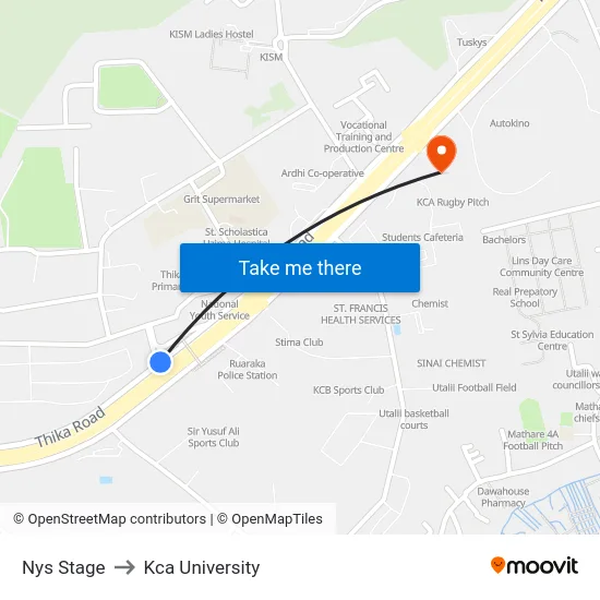 Nys Stage to Kca University map