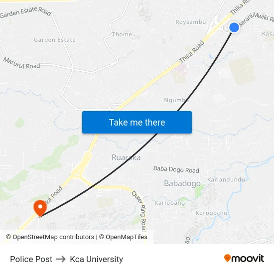 Police Post to Kca University map