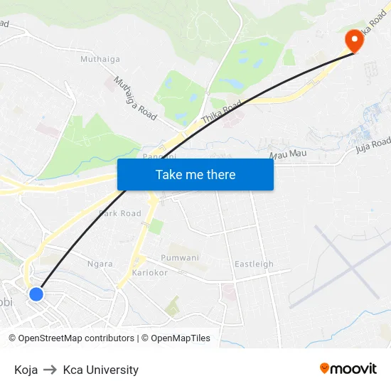 Koja to Kca University map