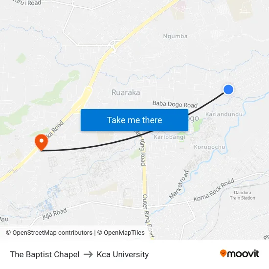 The Baptist Chapel to Kca University map