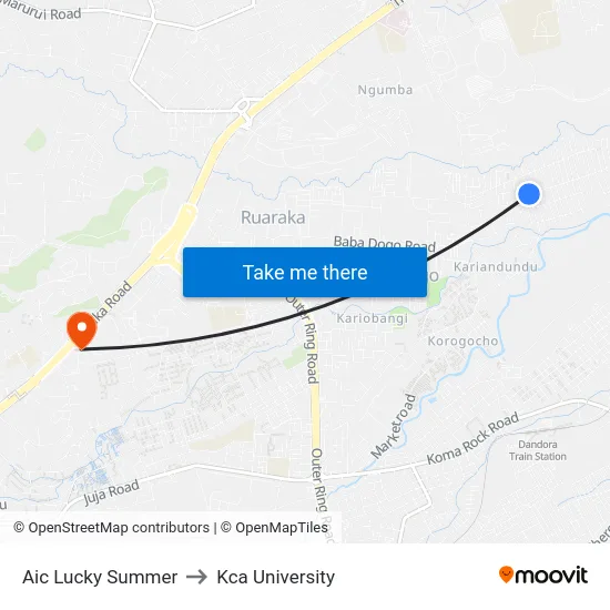 Aic Lucky Summer to Kca University map