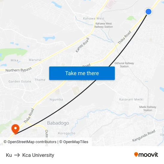 Ku to Kca University map