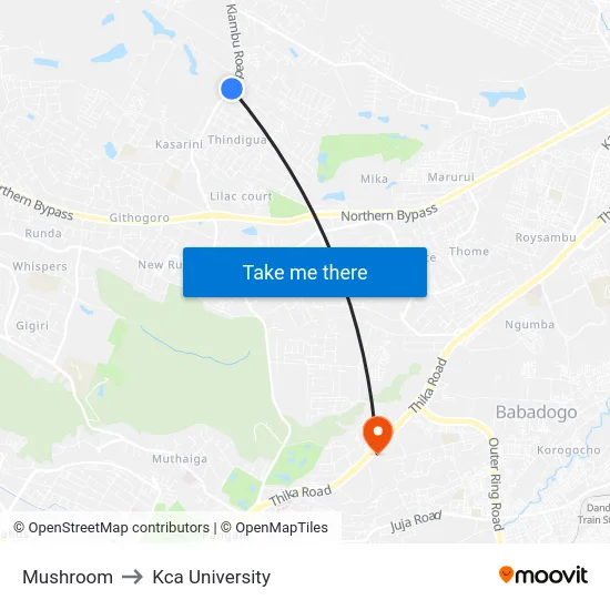 Mushroom to Kca University map