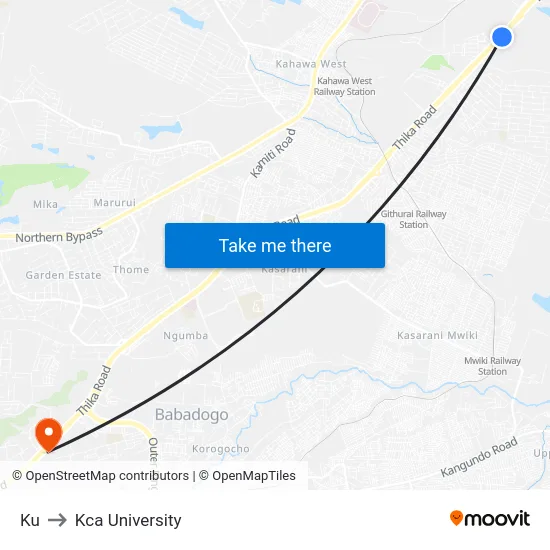 Ku to Kca University map
