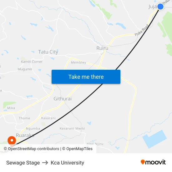 Sewage Stage to Kca University map