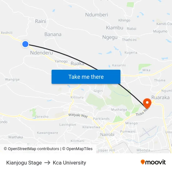 Kianjogu Stage to Kca University map
