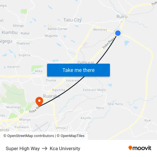Super High Way to Kca University map