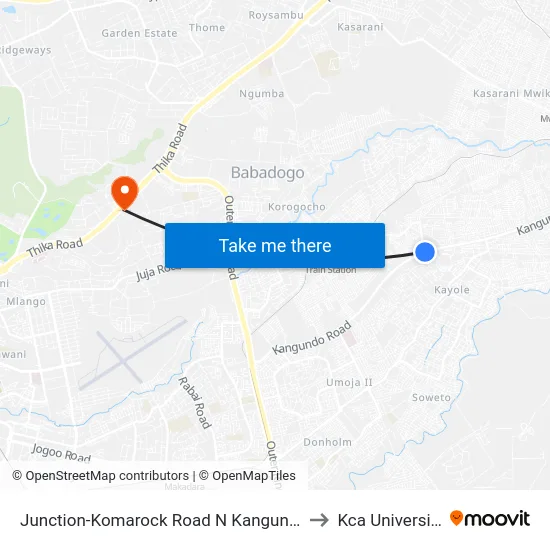 Junction-Komarock Road N Kangundo to Kca University map