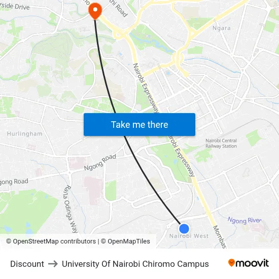 Discount to University Of Nairobi Chiromo Campus map