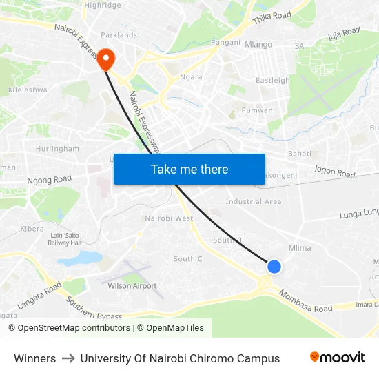 Winners to University Of Nairobi Chiromo Campus map