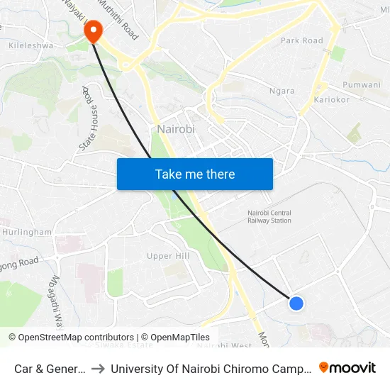 Car & General to University Of Nairobi Chiromo Campus map