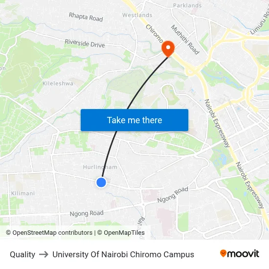 Quality to University Of Nairobi Chiromo Campus map