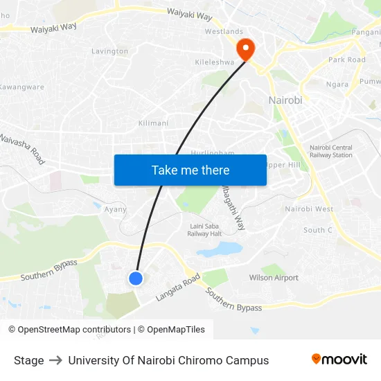 Stage to University Of Nairobi Chiromo Campus map