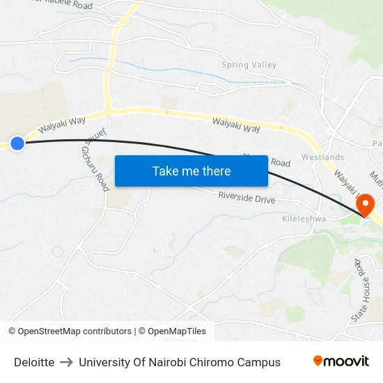 Deloitte to University Of Nairobi Chiromo Campus map