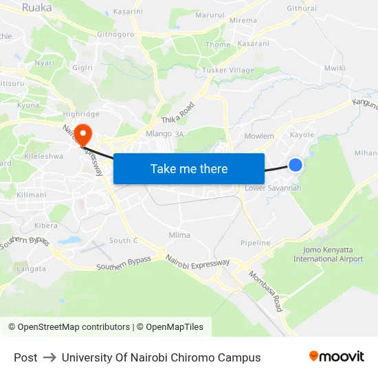 Post to University Of Nairobi Chiromo Campus map
