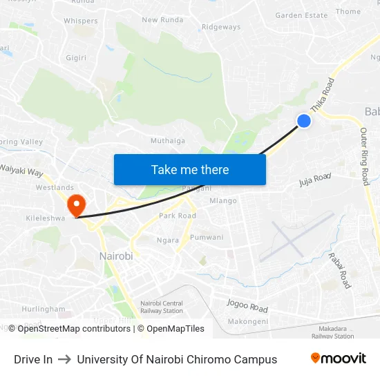Drive In to University Of Nairobi Chiromo Campus map