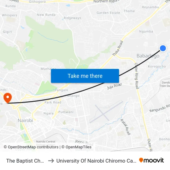 The Baptist Chapel to University Of Nairobi Chiromo Campus map
