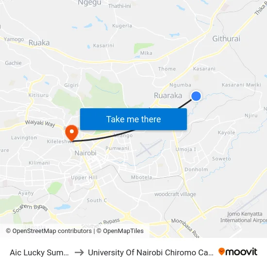 Aic Lucky Summer to University Of Nairobi Chiromo Campus map