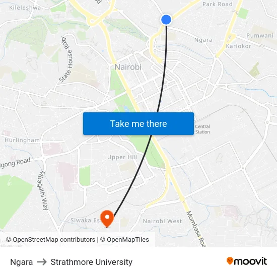 Ngara to Strathmore University map