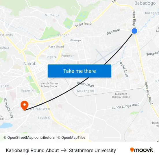 Kariobangi Round About to Strathmore University map