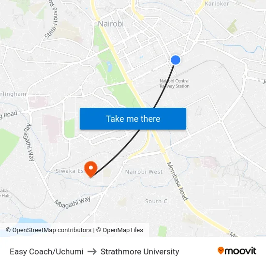 Easy Coach/Uchumi to Strathmore University map