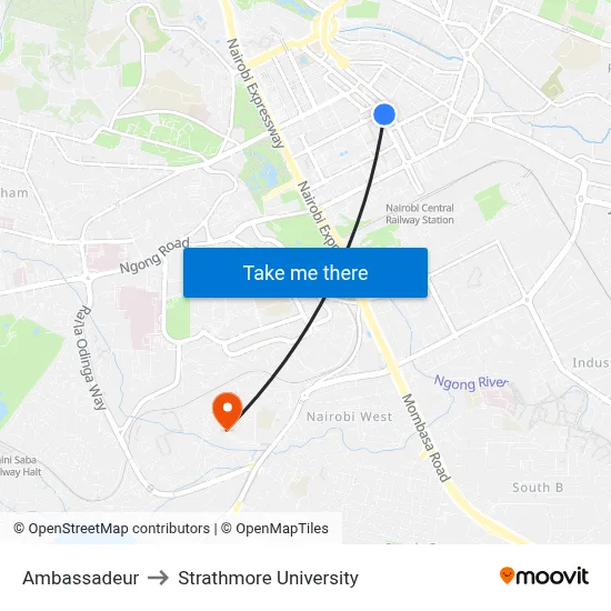 Ambassadeur to Strathmore University map