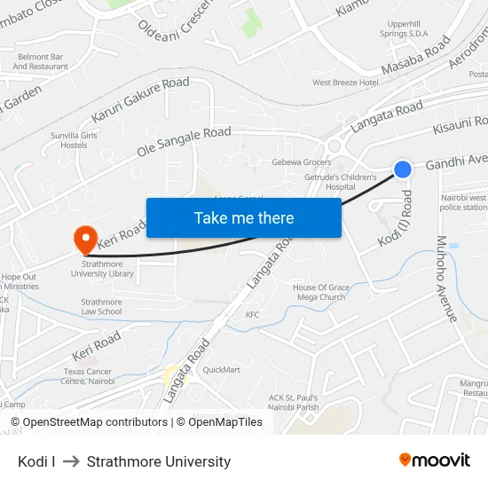 Kodi I to Strathmore University map