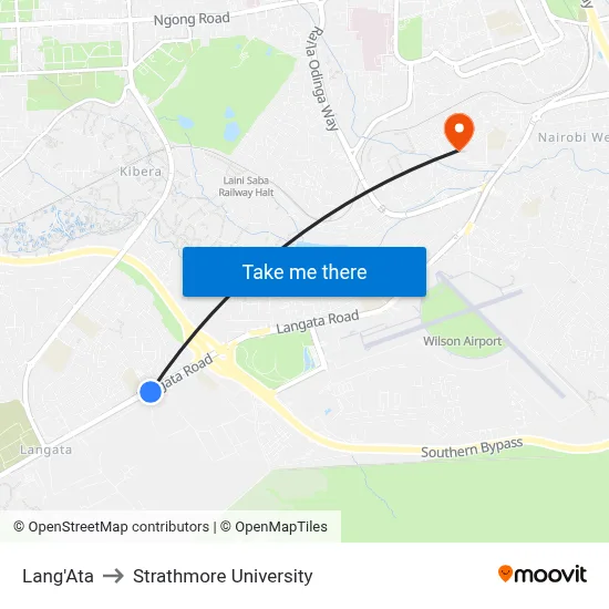 Lang'Ata to Strathmore University map
