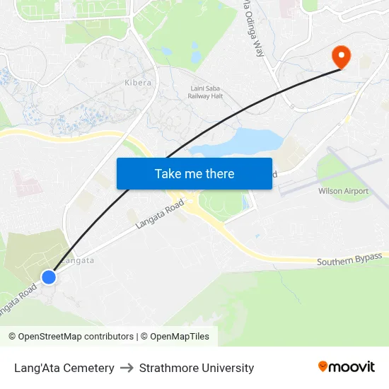 Lang'Ata Cemetery to Strathmore University map