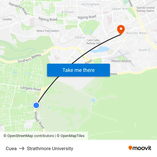 Cuea to Strathmore University map