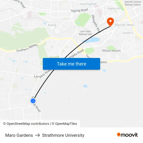 Maro Gardens to Strathmore University map