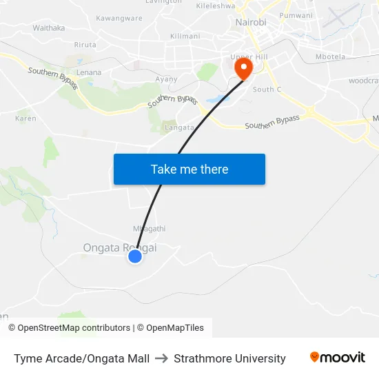Tyme Arcade/Ongata Mall to Strathmore University map