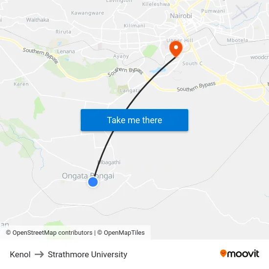 Kenol to Strathmore University map