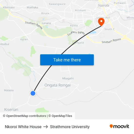 Nkoroi White House to Strathmore University map