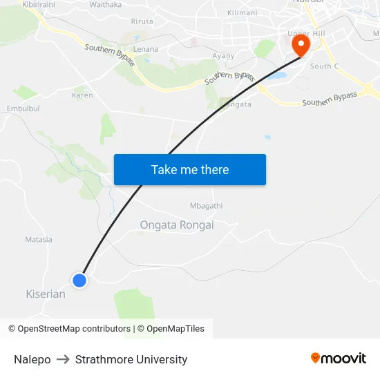 Nalepo to Strathmore University map