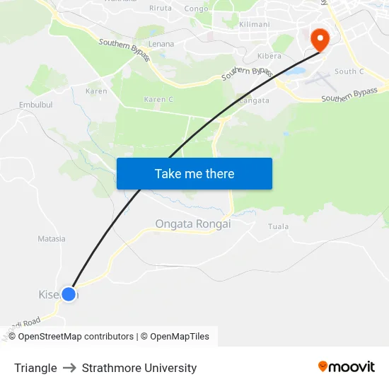 Triangle to Strathmore University map