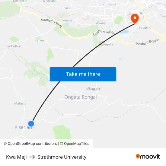 Kwa Maji to Strathmore University map