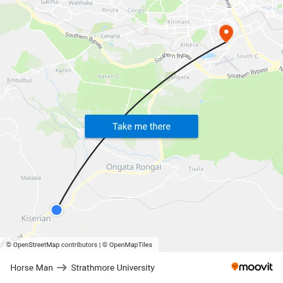 Horse Man to Strathmore University map