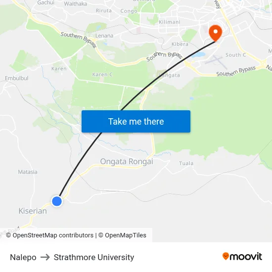 Nalepo to Strathmore University map