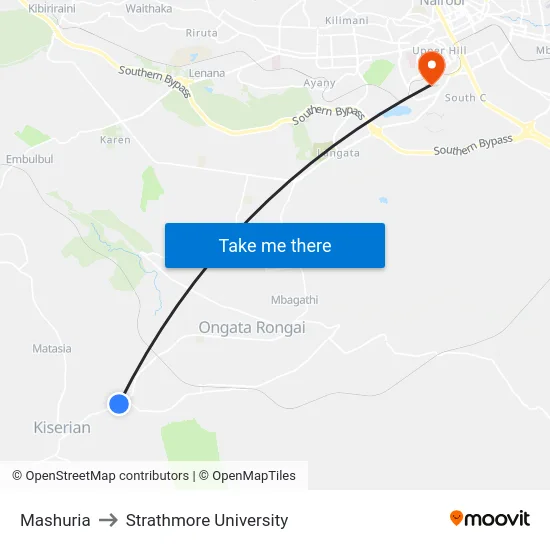 Mashuria to Strathmore University map