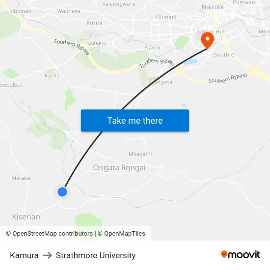 Kamura to Strathmore University map
