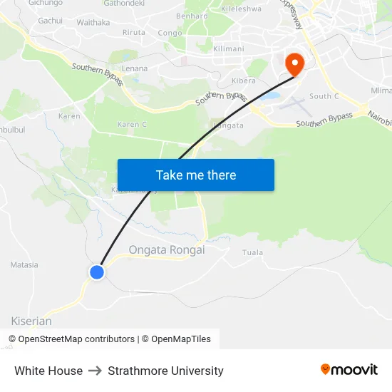 White House to Strathmore University map