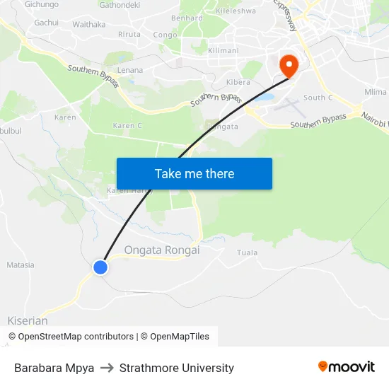 Barabara Mpya to Strathmore University map