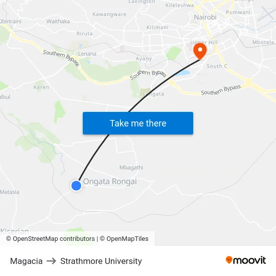 Magacia to Strathmore University map