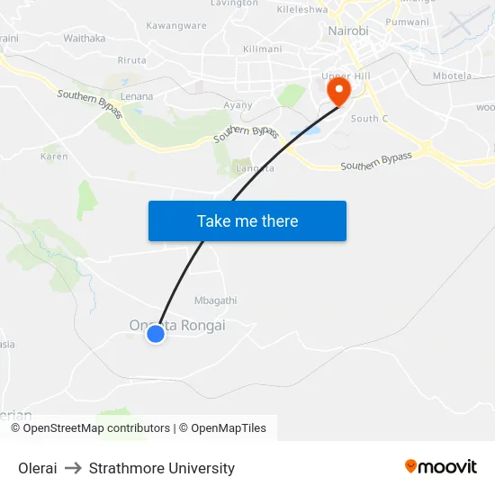 Olerai to Strathmore University map